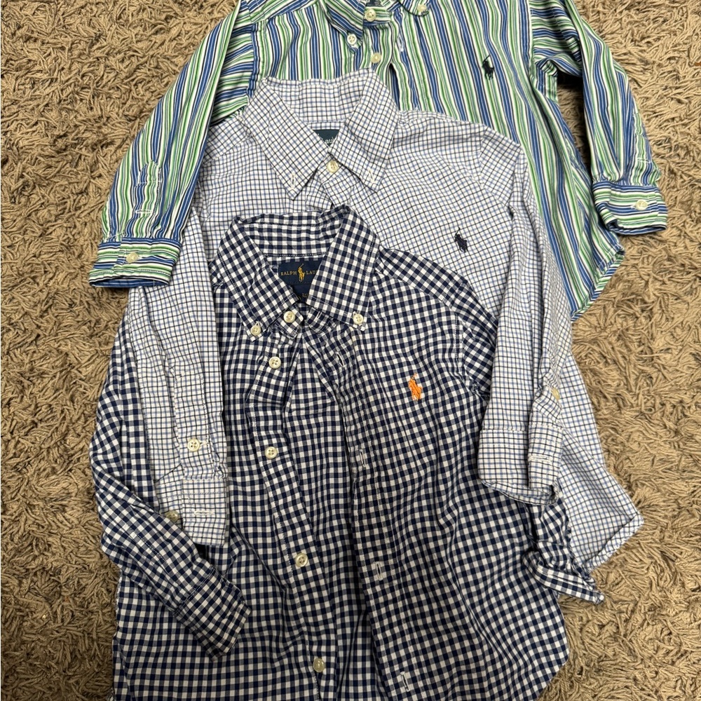 Kids Checkered and Striped Shirts - Blue and Green
